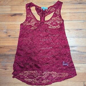 Burgundy Lace Tank Top